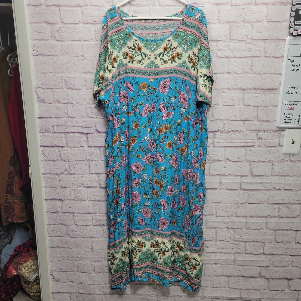 SHEIN Curve Boho Floral House Dress 3XL Flowy Cottage Muumuu Hippie Festival‎